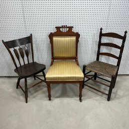 Ladder Back Chair, Painted Chair & Eastlake Chair
