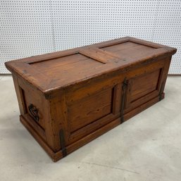 Continental Pine Trunk With Wrought-Iron Hinges