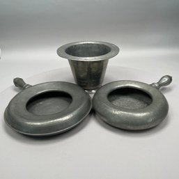 Two English Pewter Chamberpots And A Commode Pot