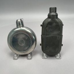 German Pewter Dram Bottle/ Flask & British Canteen