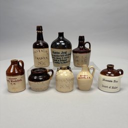 Eight Miniature Stoneware Souvenir And Advertising Wares, Late 19th-Early 20th Century