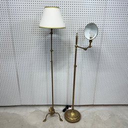 Two Brass Adjustable Floor Lamps