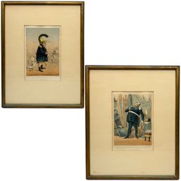 Jules 'Draner' Renard - Pair Of Military Caricatures