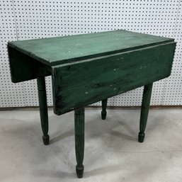 Primitive Drop-Leaf Table In Green Paint