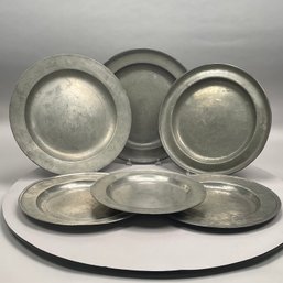 Six British Pewter Dishes And Chargers