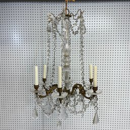 George III Style Cut-Glass Six-Light Chandelier