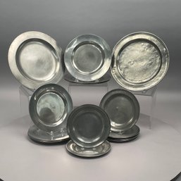 Sixteen British Pewter Plates And Dishes