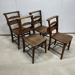 Set Of Four English Elm Congregational Chairs