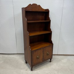 Regency Mahogany Bookshelf Cabinet, On Casters