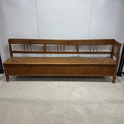 Primitive Paint-Decorated Pine Bench W/ Lift Seat