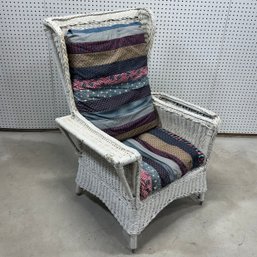 Bar Harbor Style Wicker Armchair In White Paint