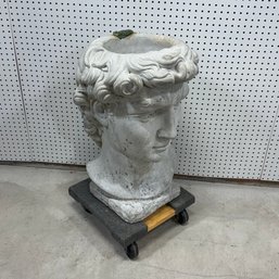 Composite Floor Vase, Molded Head Of Classical Man