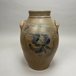 American Saltglaze Stoneware Cobalt Blue-Decorated Jar, 19th Century