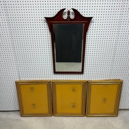 Chippendale Style Mahogany Mirror & Three Frames
