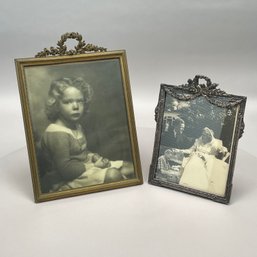 Patinated Bronze And A Silverplate Picture Frame