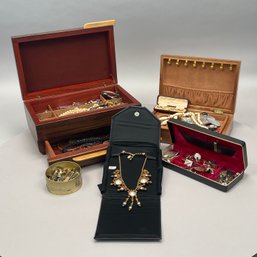 Large Group Of Costume Jewelry With Jewelry Boxes