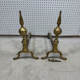 Pair Of Federal Bell Metal Spire-Top Andirons
