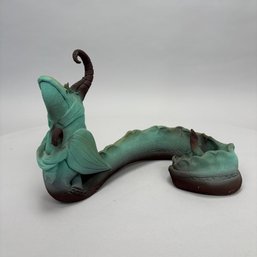 Chinese Earthenware Figure Of A Winged Serpent (Tengshe), In Turquoise And Black Glaze