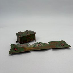 Arts & Crafts Copper And Enamel Stamp Box And Pen Tray, Art Crafts Shop, Buffalo, New York, 1902 - 1906