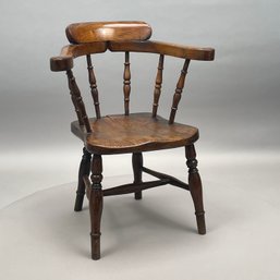 English Elm Children's Barrel-Back Armchair