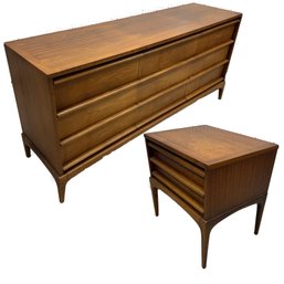 Mid-Century Modern Walnut Dresser & Stand, Lane
