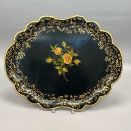Black Papier Mache Gilt-Decorated Tea Tray