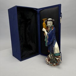 Chinese Earthenware Sancai-Glazed Figure, With Fitted Case