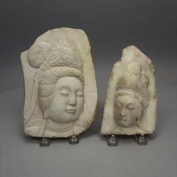 Two Chinese Relief-Carved Marble Fragments, 20th Century