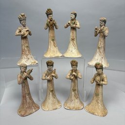 Set Eight Chinese Glazed Clay Figures Of Musicians