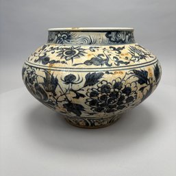 Chinese Earthenware Yuan Style 'Peony And Lotus' Jar