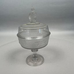 'Westward Ho!' Colorless & Frosted Glass Compote