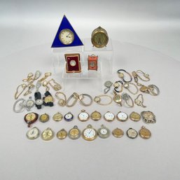 Group Of Ladies Pocket & Wrist Watches, And Clocks