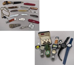 Group Of Assorted Knives And Wrist Watches