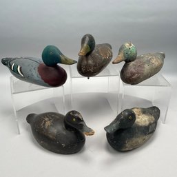 Five Painted Duck Decoys