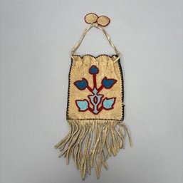 Leather Beadwork Pouch, Probably Native American, Possibly Great Lakes Region