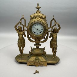 Renaissance Revival Patinated-Metal Figural Clock