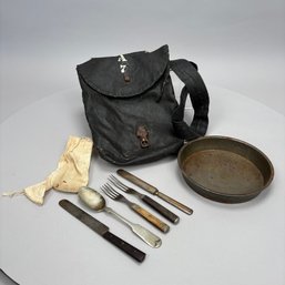 Provisions Haversack In Black Paint And Associated Implements