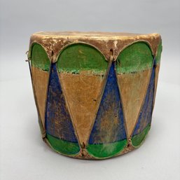 Native American Painted Wood And Hide Taos Drum