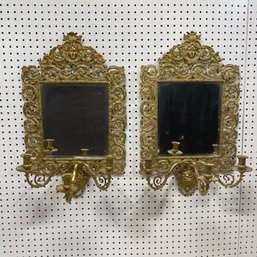 Pair Renaissance Revival Style Brass Girandoles