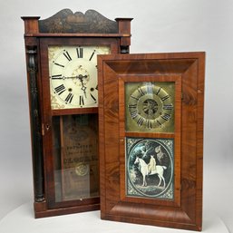 Two Federal And Empire Mahogany Shelf Clocks