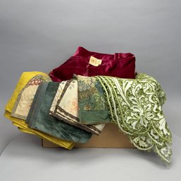 Nine Textiles Pieces And Upholstery Fabrics