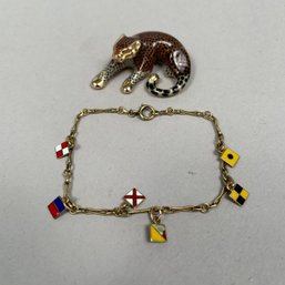 SLC 14k Yellow Gold Leopard Pendant & Bracelet