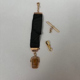 Yellow And Rose Gold Ribbon Pocket Watch Fob And Additional Fob Parts