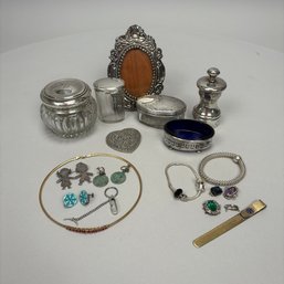 Group Of American And Continental Sterling Silver And Silverplate Table Objects And Jewelry
