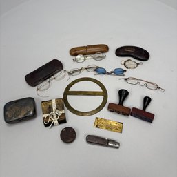Group Of Spectacles And Desk/ Office Articles, Late 19th-20th Century