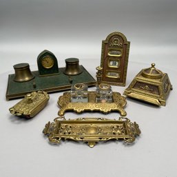 Group Of Gilt-Metal And Brass Desk Accessories