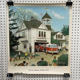 Signed N. Rockwell Poster, New American LaFrance
