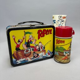 Vintage Tin Lithographed 'Popeye' Lunch Box And Thermos, Thermos Division, King-Seeley Thermos Co., 1964