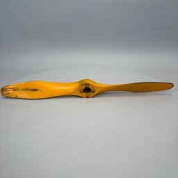 Small Carved Wooden Two-Blade Propeller In Yellow Paint