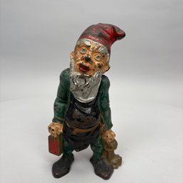 Painted Cast-Iron Gnome With Lantern And Keys, Charles Tuteur For The Nuydea Foundry